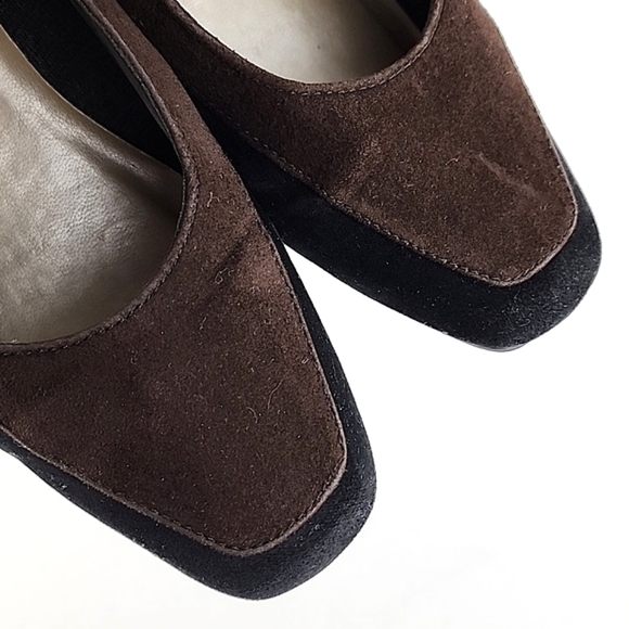 Tender Tootsies Pilar-2 Colourblock Heeled Pump Black Tan Brown Size 6W - Picture 11 of 14